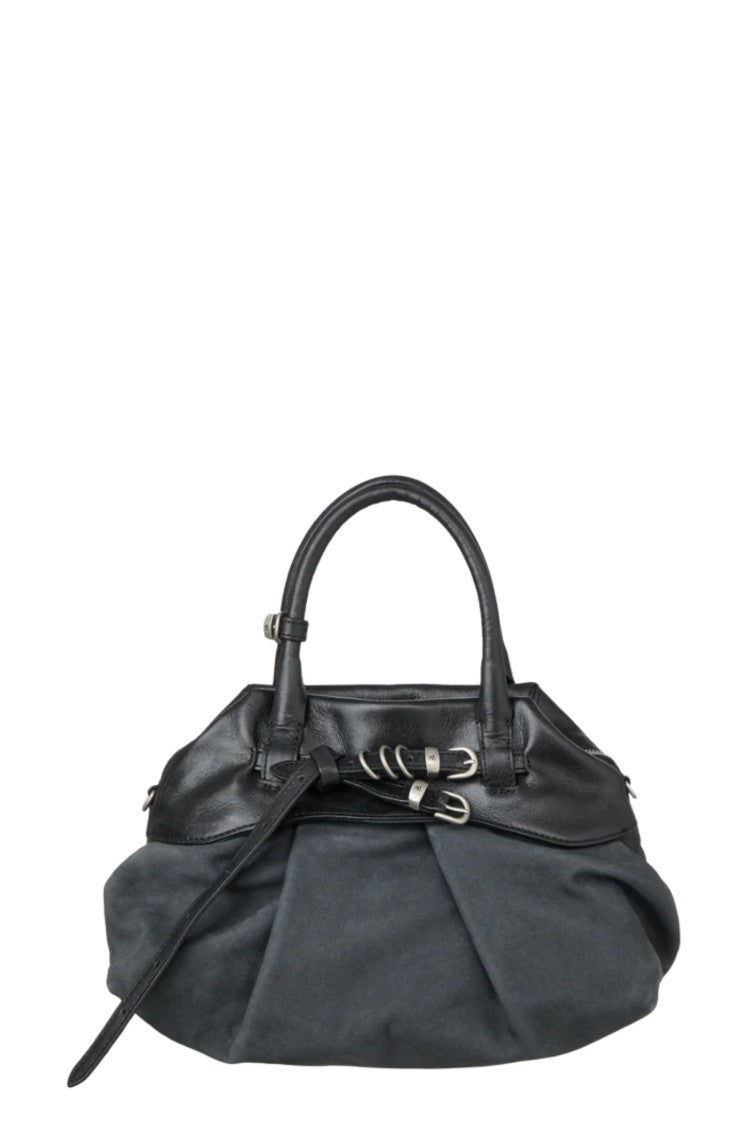 Margesherwood Black Soft Grandma Layered Leather Shoulder Bag