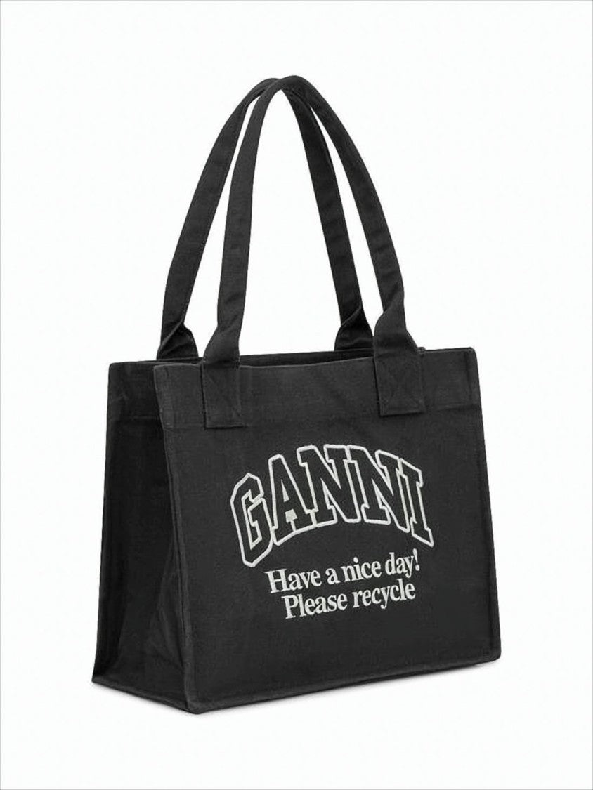 Ganni Rectangular Organic Cotton Tote Bag
