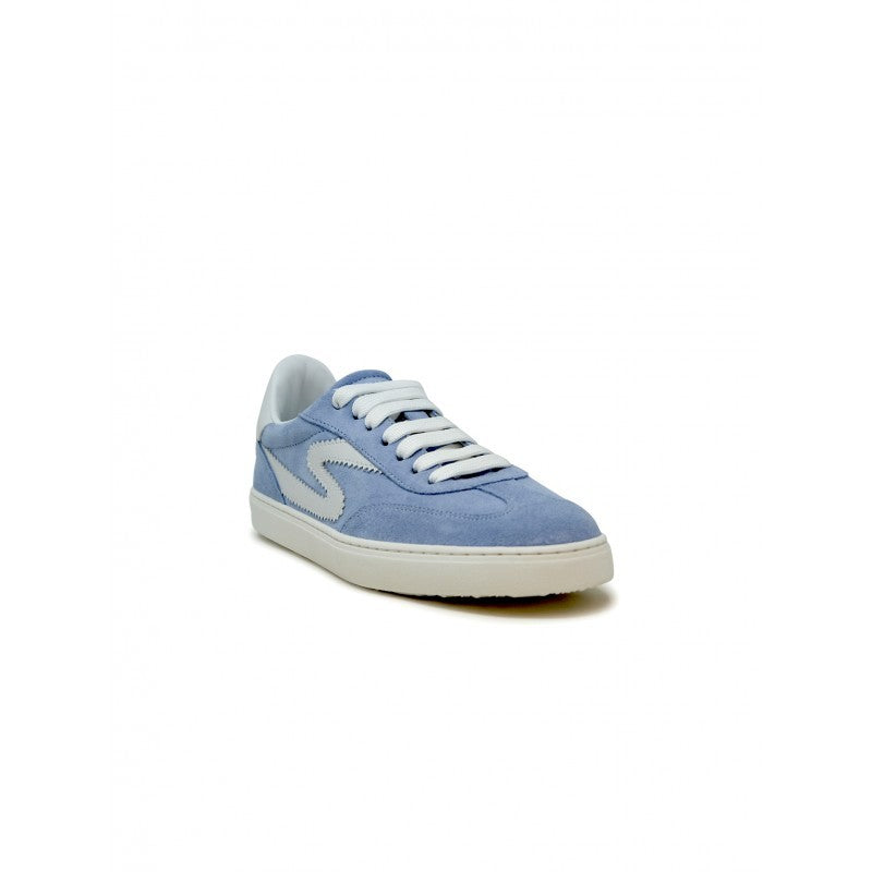 Stuart Weitzman Light Blue And White Leather/Suede Runaround Sneakers