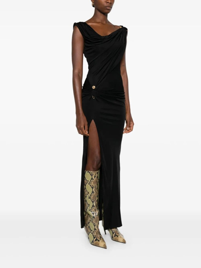 Versace Black Viscose Liquid Jersey Gown