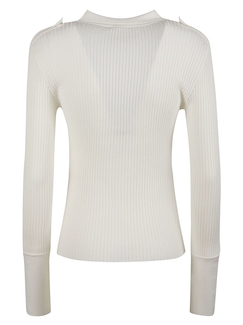Courrèges Long Sleeve Ribbed Polo Neck Sweater