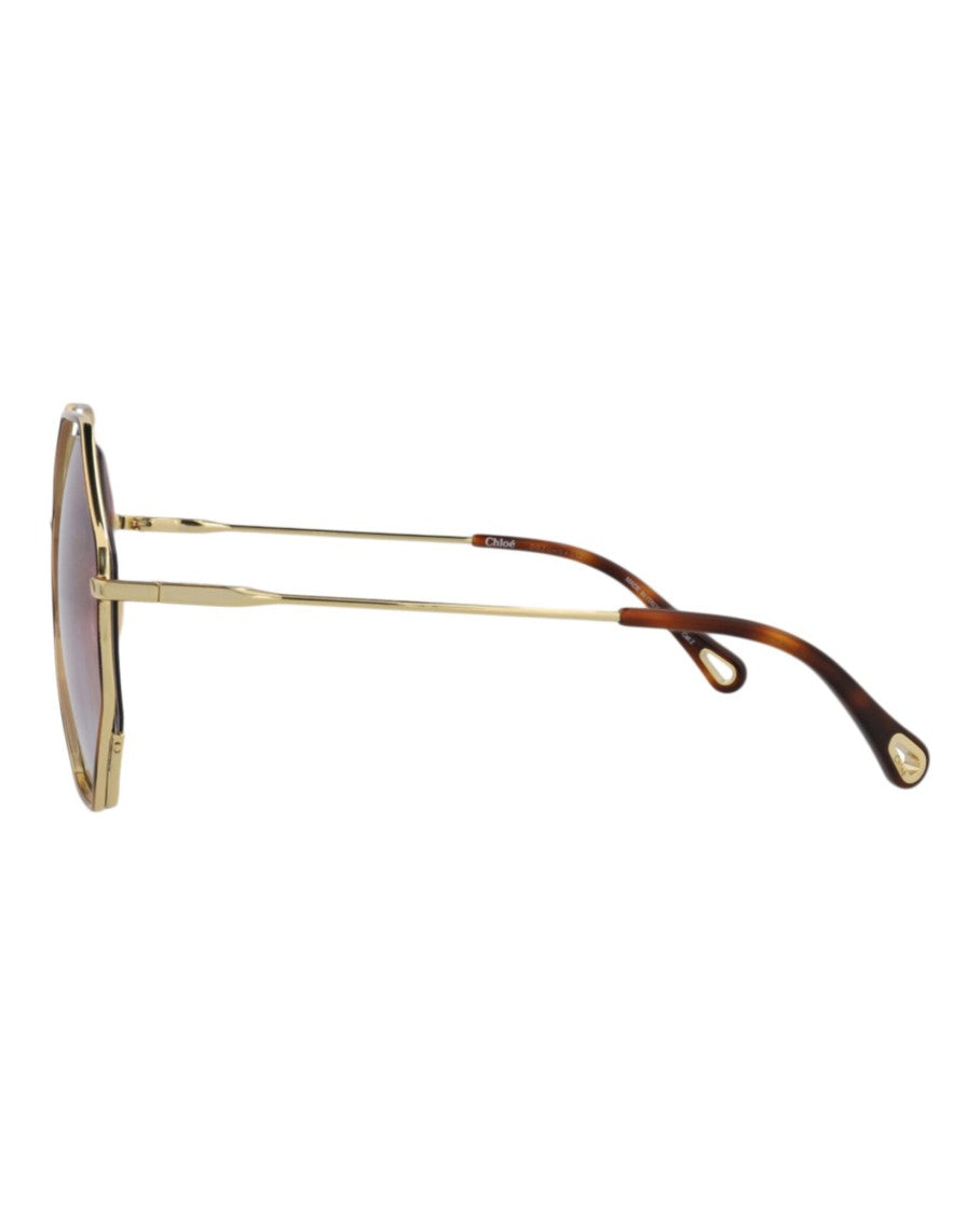 Chloé Square-Frame Metal Sunglasses