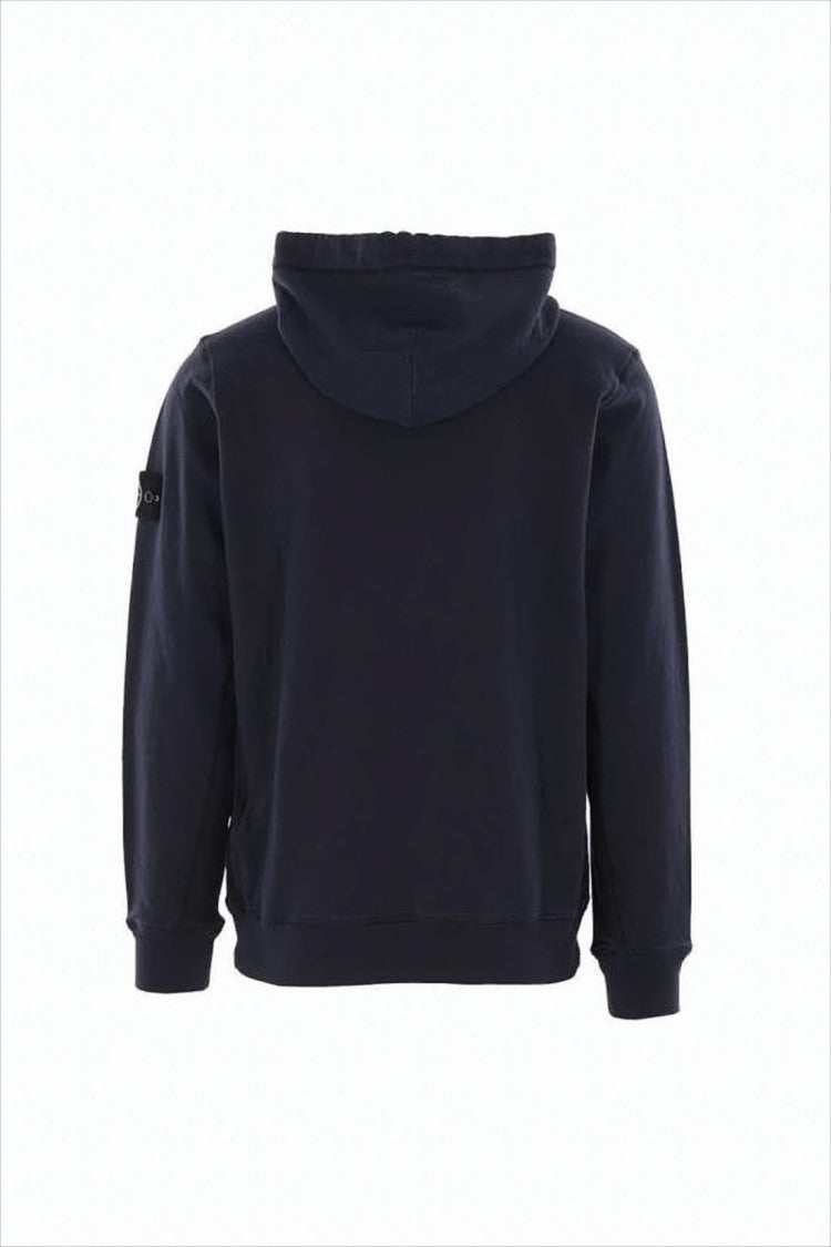 Stone Island Relaxed-Fit Blue Hoodie With Ribbed Details