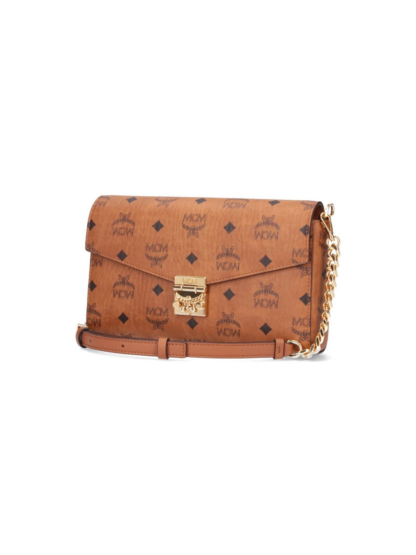 Mcm Brown Tracy Visetos Canvas Nappa Leather Medium Shoulder Bag