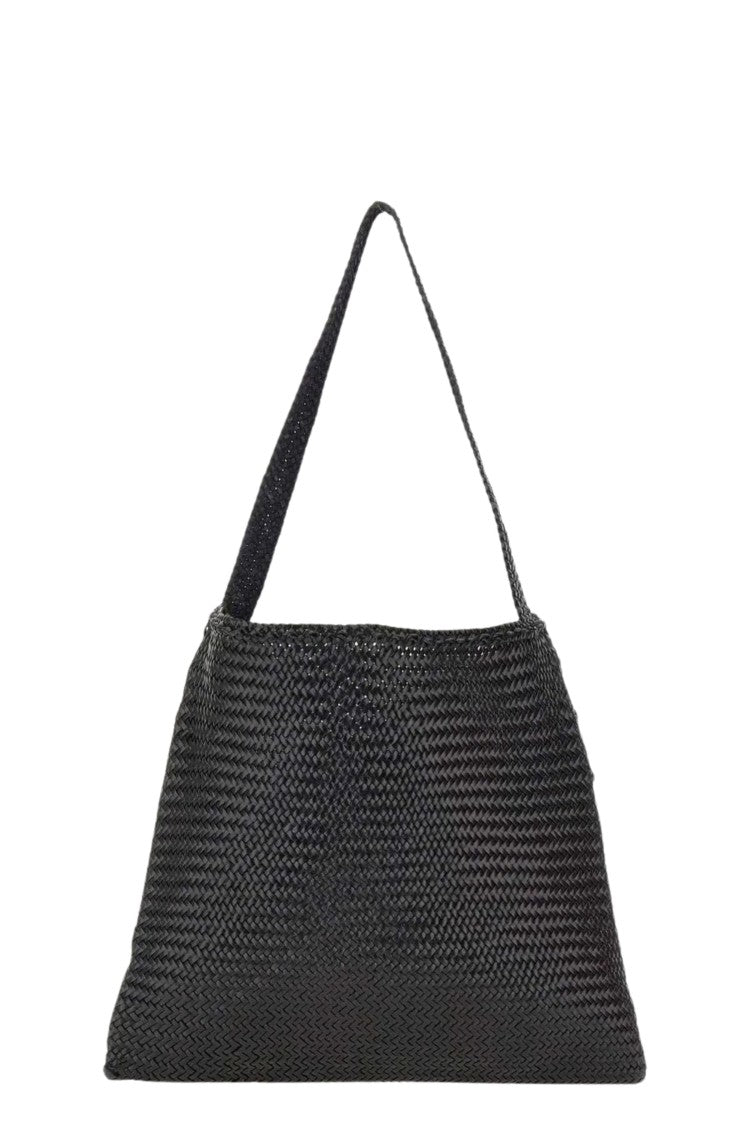 Dragon Diffusion Black Ars Diagonal Square Woven Leather Tote Bag