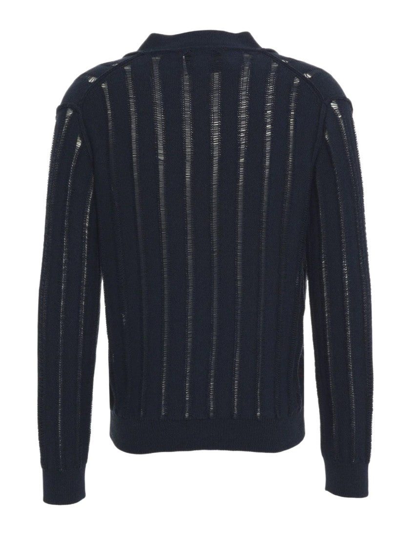 Amaranto Semi-Transparent Knit Cardigan With Classic V-Neckline