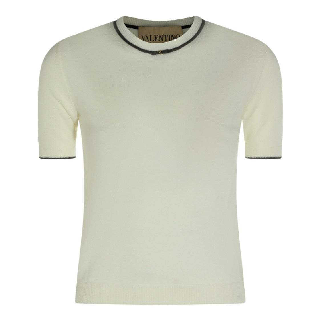 Valentino Short-Sleeved Fitted Sweater With Decorative Neckline Detail