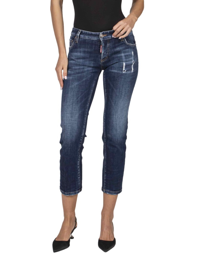 Dsquared2 Cropped Distressed Denim Jeans
