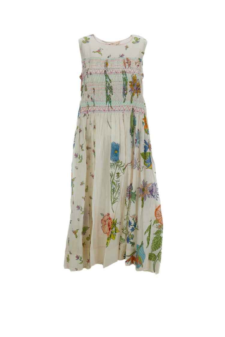 Injiri Multicolor Floral-Print Cotton-Silk Rosalyn Dress