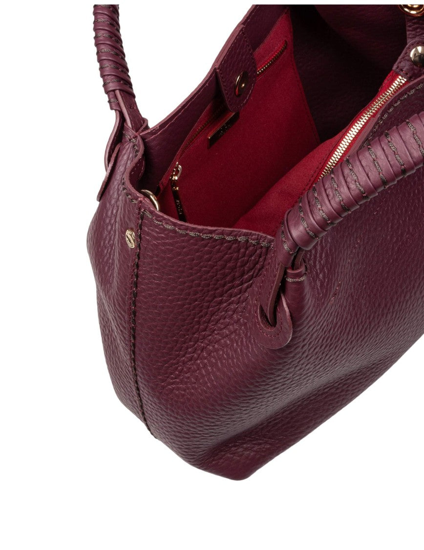 Visona Mia 24721 Leather Handbag, Burgundy