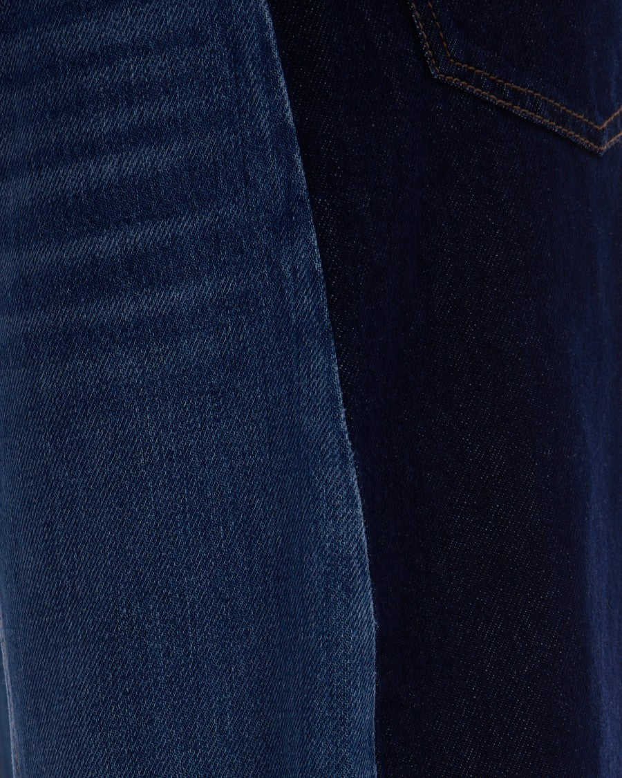 Sportmax Bicolor Indigo Denim Jeans With Asymmetric Details
