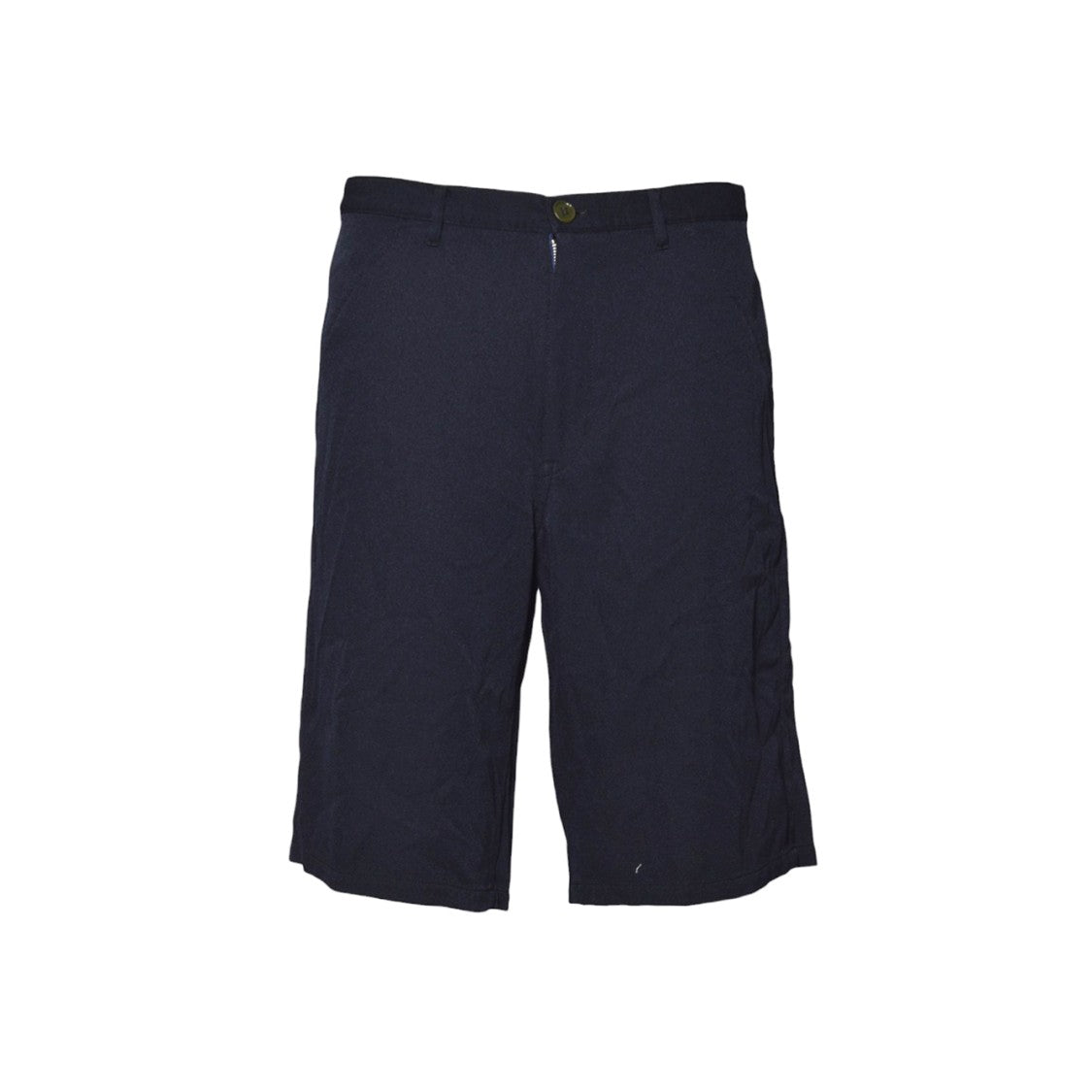Comme Des Garçons Navy Nylon Bermuda Shorts With Mid-Rise Waist