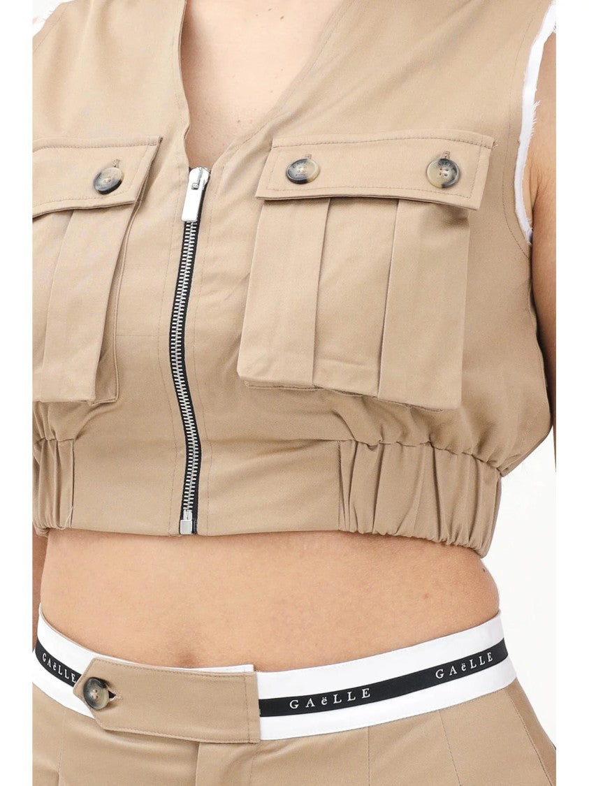 Gaëlle Beige Cotton Elastane Vest