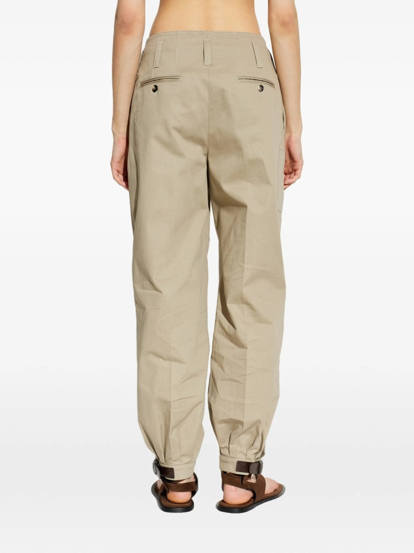 Moschino Dark Leather Strap Relaxed Tapered Cotton Pants