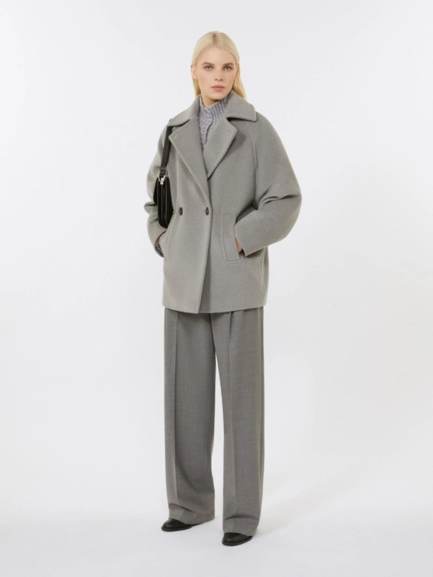 Max Mara Light Grey Double-Breasted Max Mara Coat