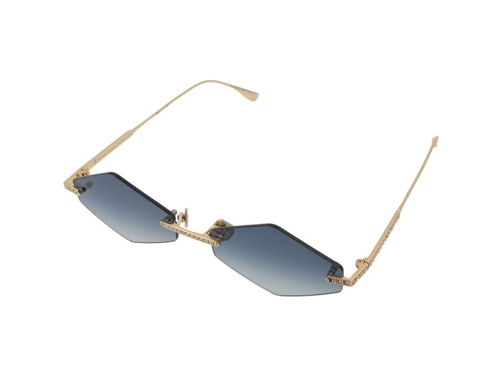 Anna-Karin Karlsson Gold Crystal Nest Triangle Titanium Sunglasses