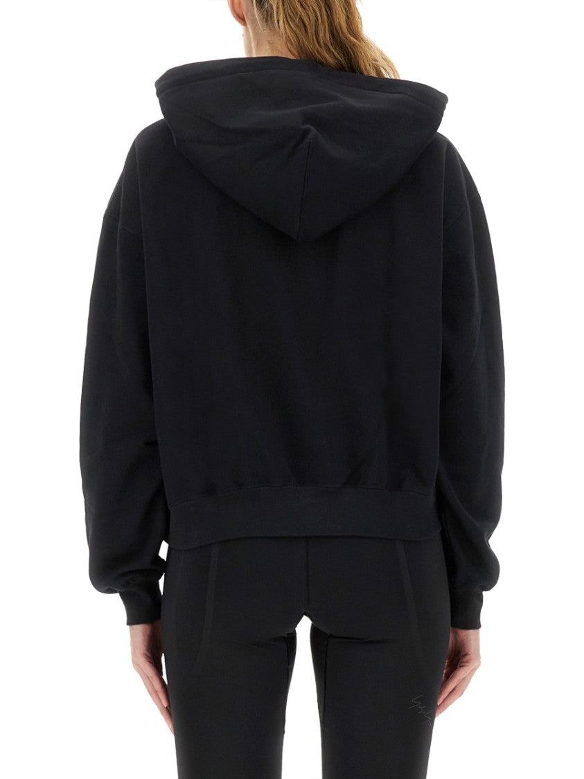 Y-3 Relaxed Fit Hoodie With Gathering At Cuffs