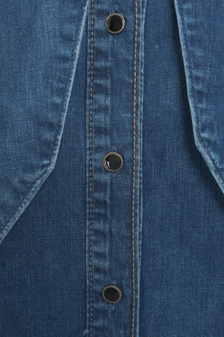 Liu Jo Denim Blouse With Bow Neck