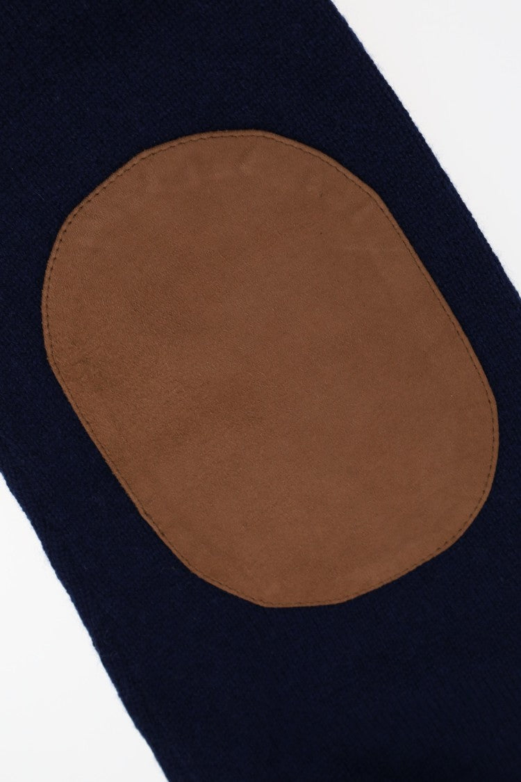 Herno Wool-Cashmere Crewneck Sweater With Suede Patches