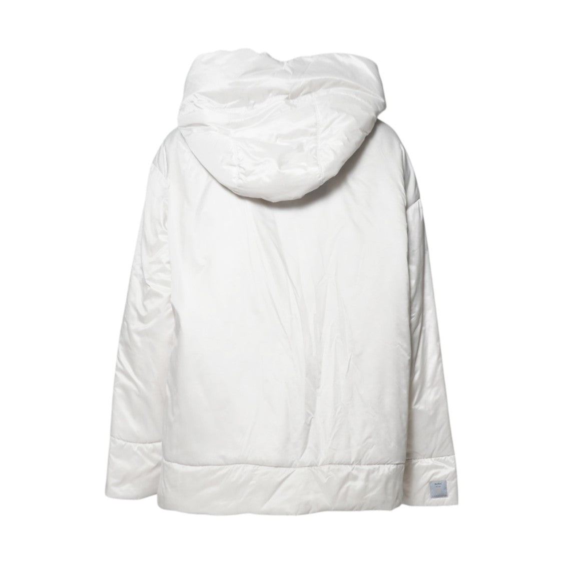 Max Mara Shiny White Casual Jacket With Hood And Drawstrings