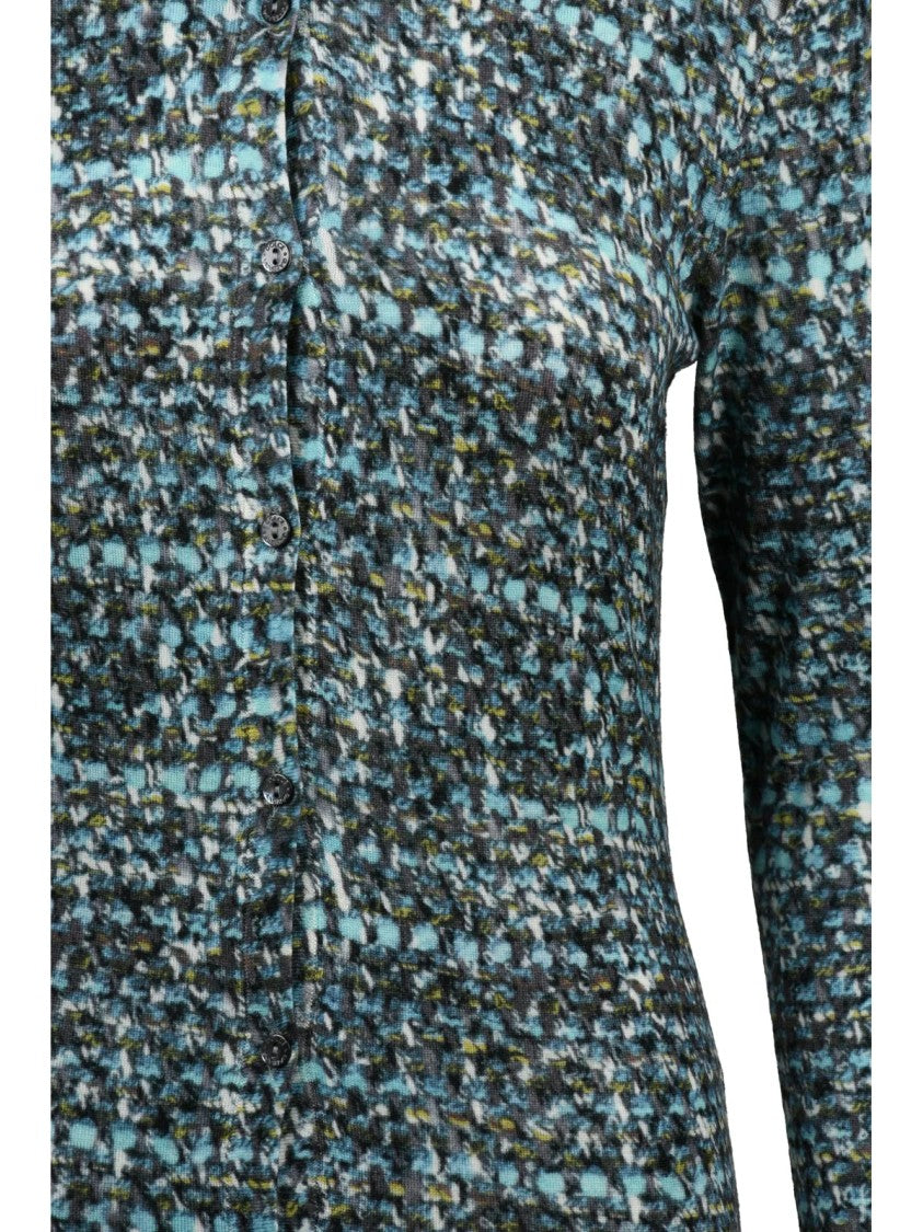 Dolce & Gabbana Light Blue Textured Knit Virgin Wool Cropped Cardigan