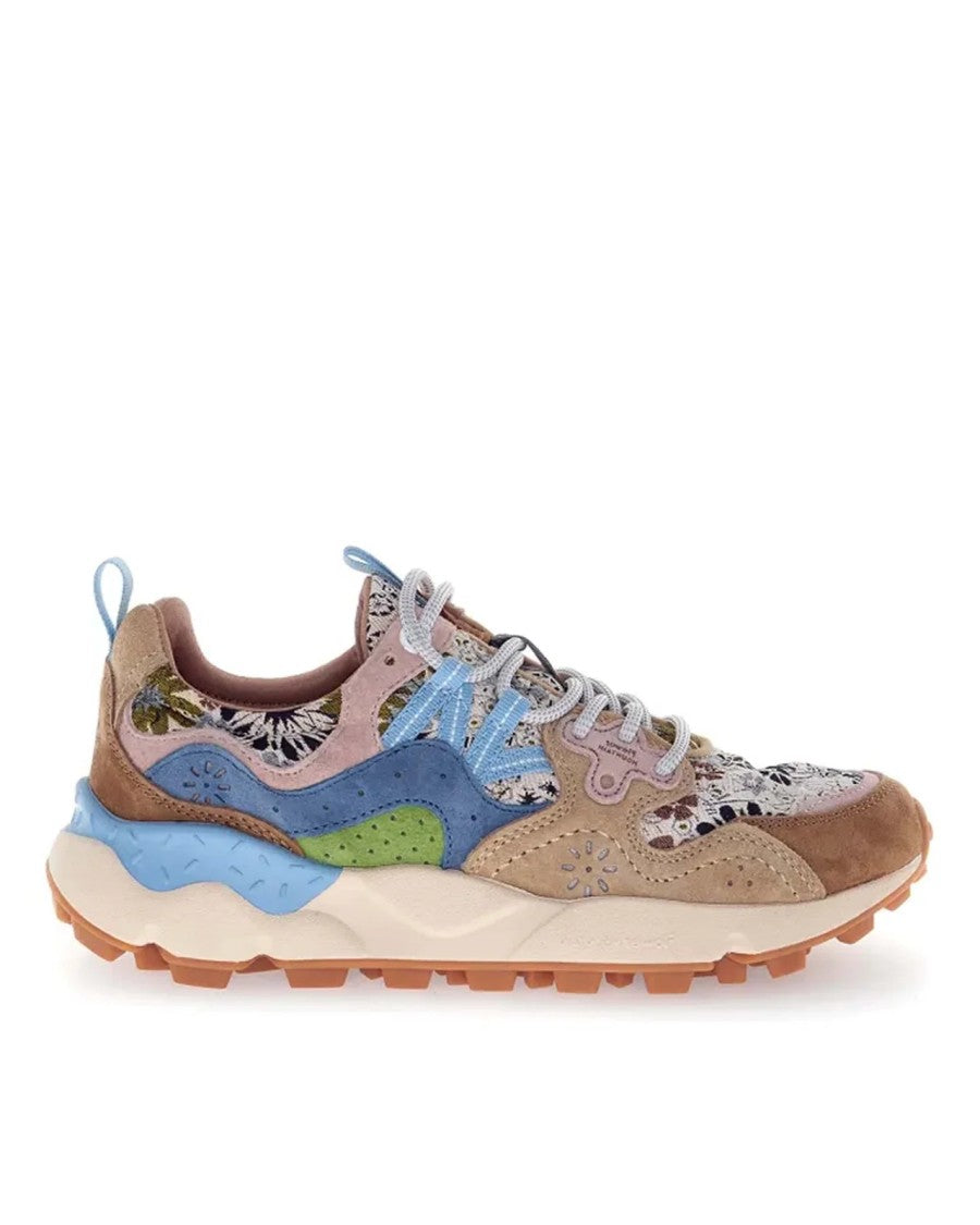 Flower Mountain Mixed Material Sneakers With Floral Patterns