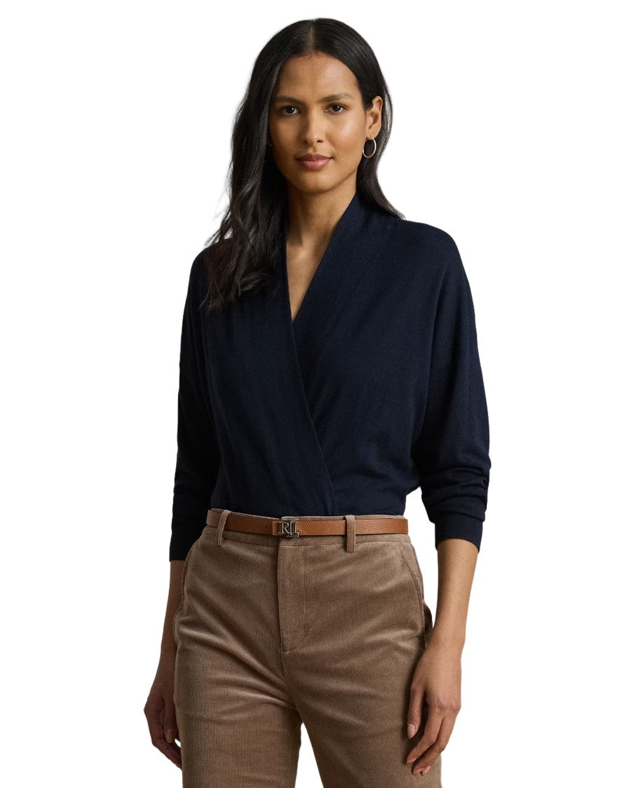 Lauren Ralph Lauren Wrap-Style Long Sleeve Pullover With Fitted Waistband