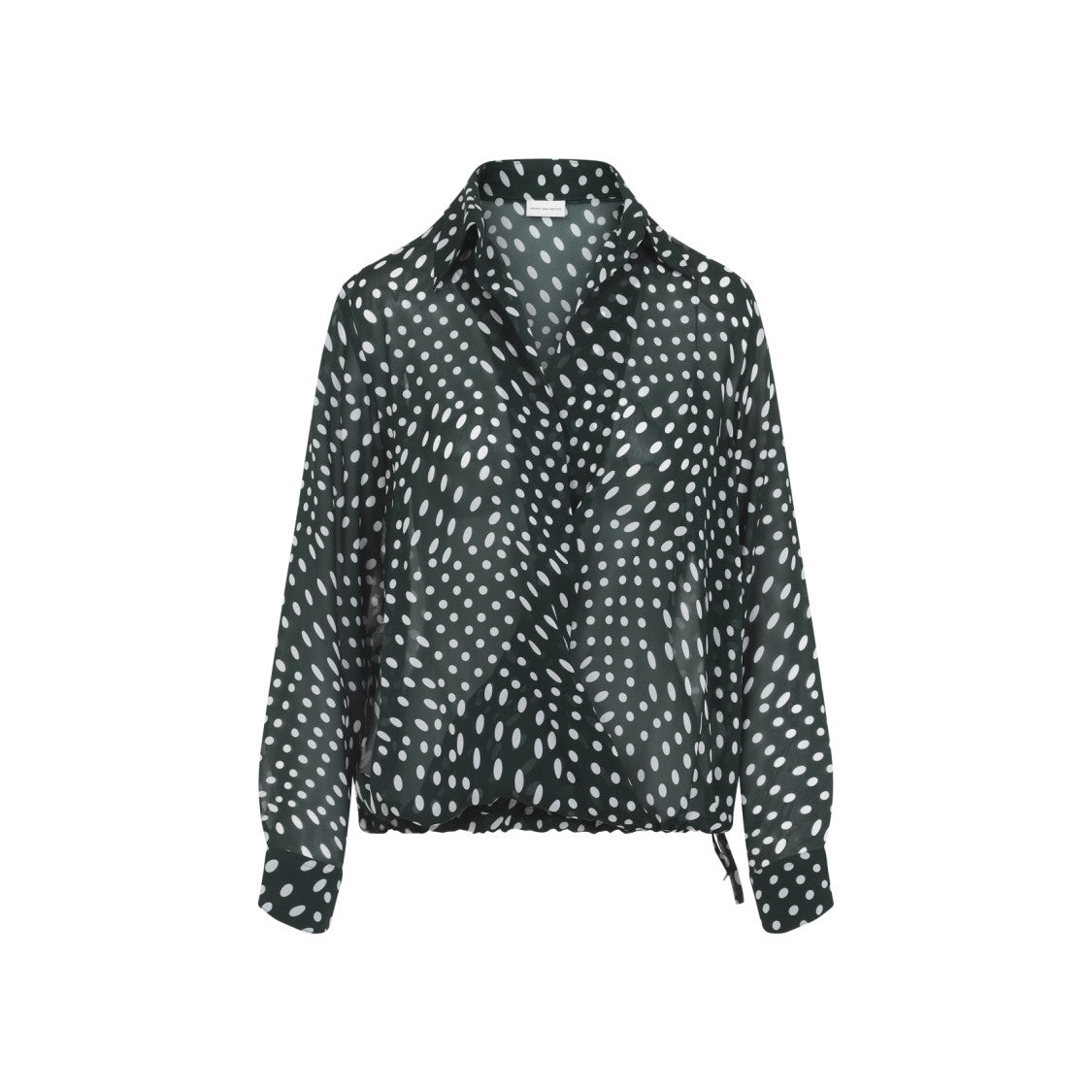 Dries Van Noten Vivid Green Polka Dot Shirt With Adjustable Hem