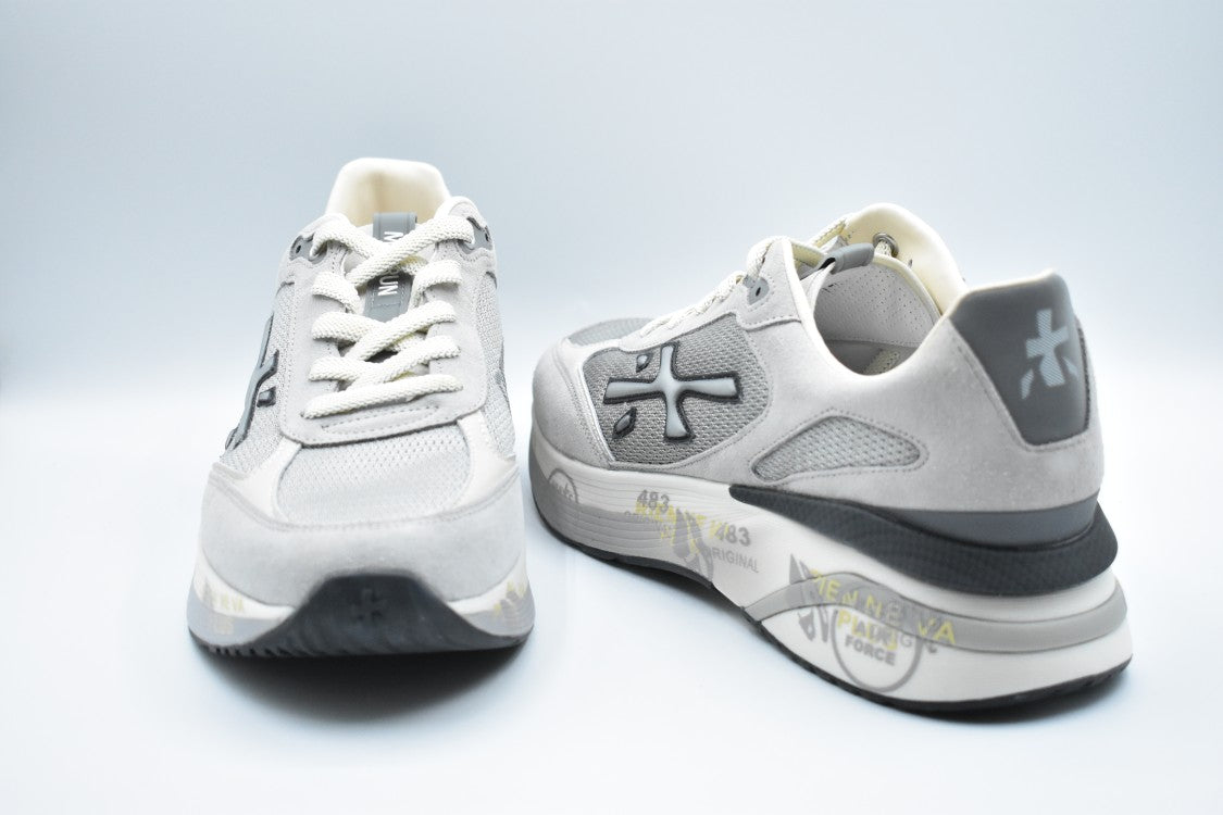 Premiata Low Gray-Black Sneakers With Calf Leather