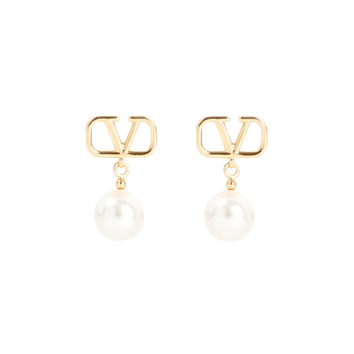 Valentino Garavani Vlogo Signature Pearl Earrings In Gold-Colored Brass