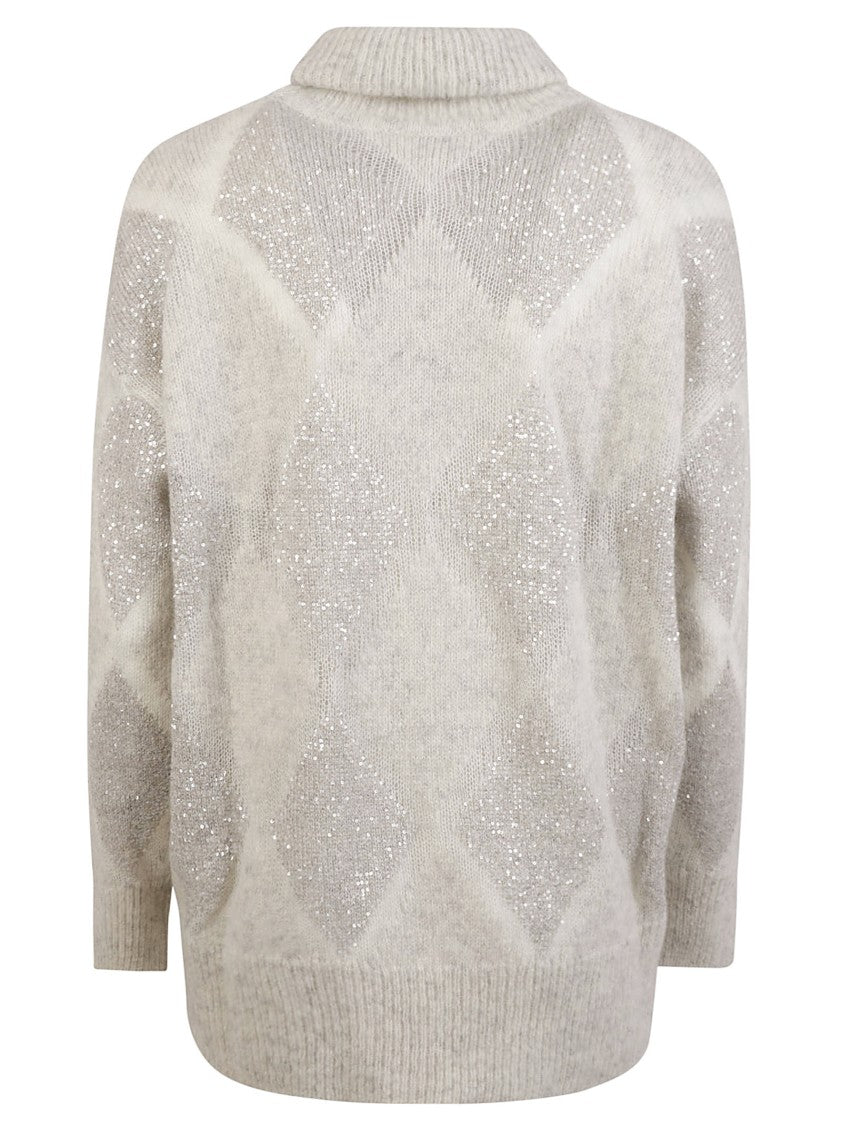 Brunello Cucinelli Turtleneck Sweater With Diamond Pattern
