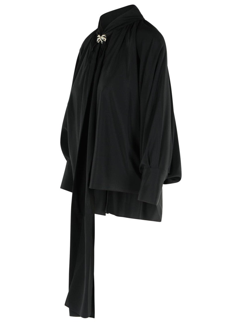 Max Mara Black Silk Crepe De Chine Blouse