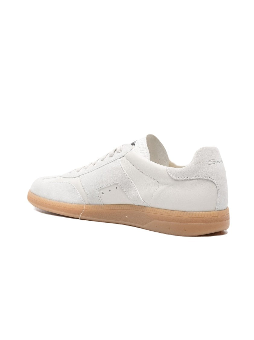 Santoni Minimalist Low-Top Sneakers With Smooth And Suede Panels