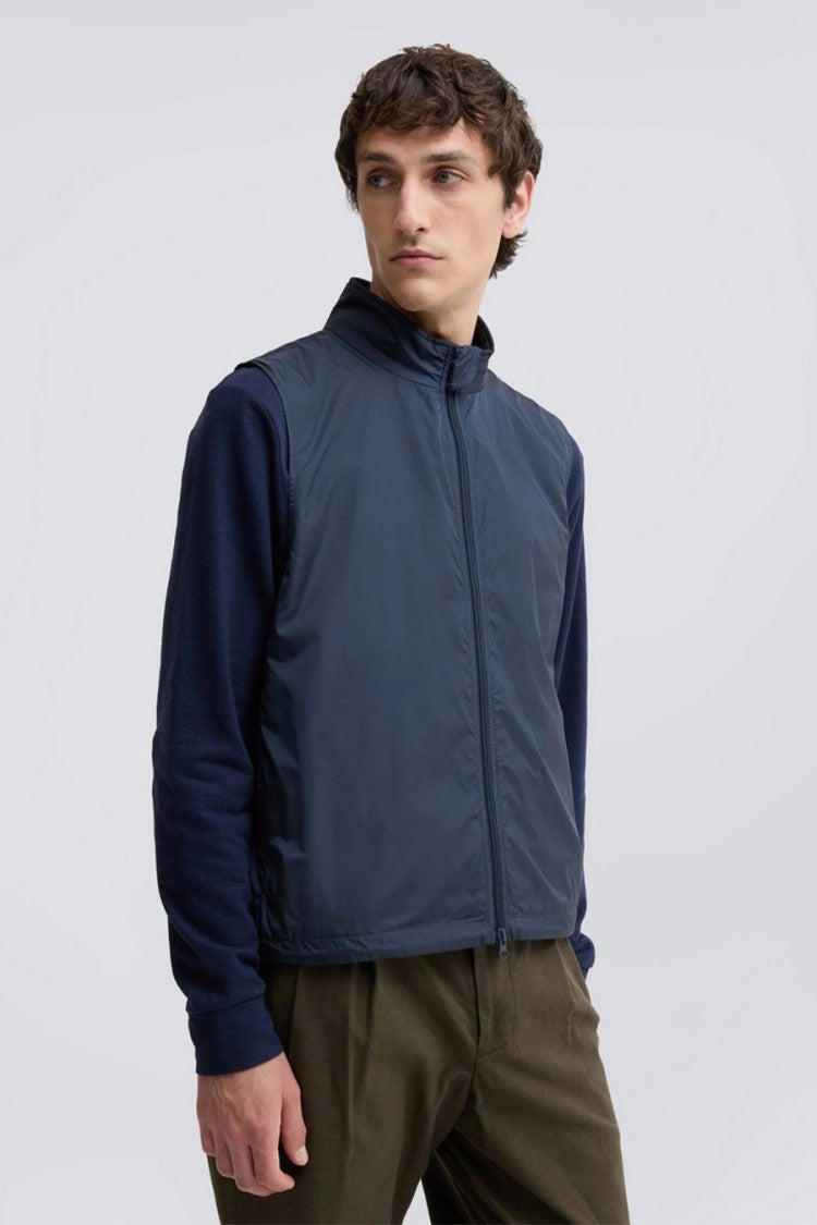 Aspesi Navy Vernes Polyamide Zip-Front Gilet
