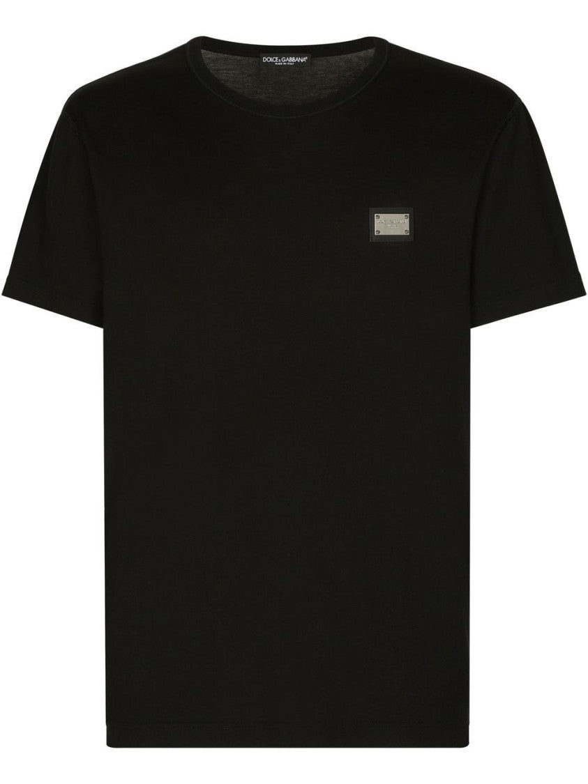 Dolce & Gabbana Black Crew Neck Cotton T-Shirt