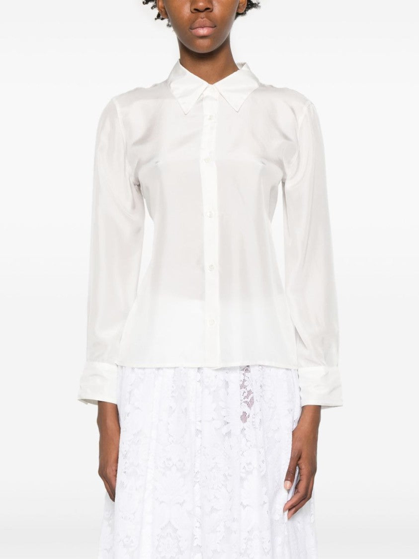 Jucca White Silk Shirt With Front Button Fastening