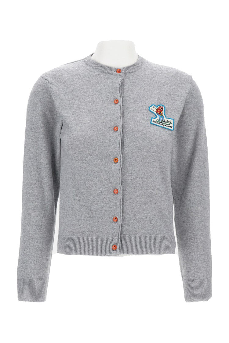 Alessandro Enriquez Slim Fit Crewneck Cardigan With Ribbed Detailing