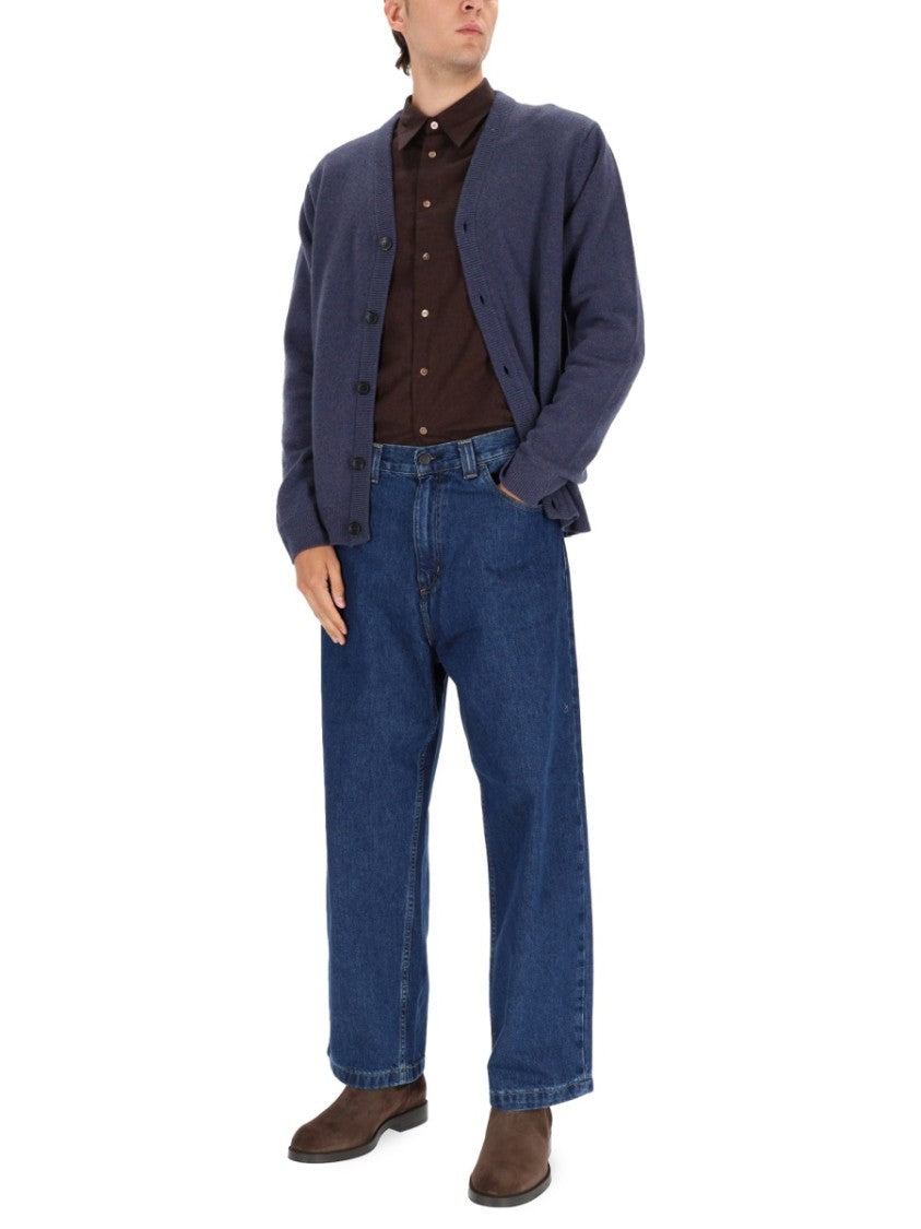 Ps Paul Smith Classic Button-Up Cardigan Sweater In Muted Blue