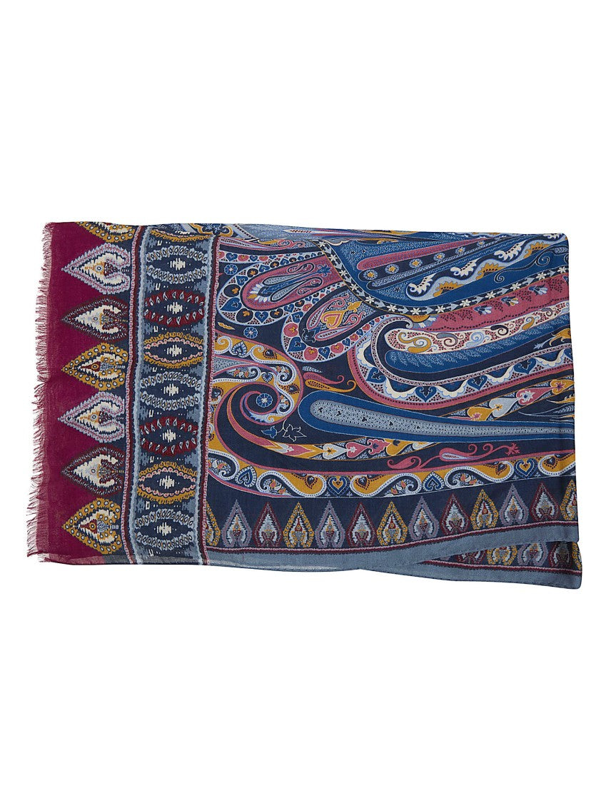 Etro Modal-Cashmere Blend Paisley Floral Scarf