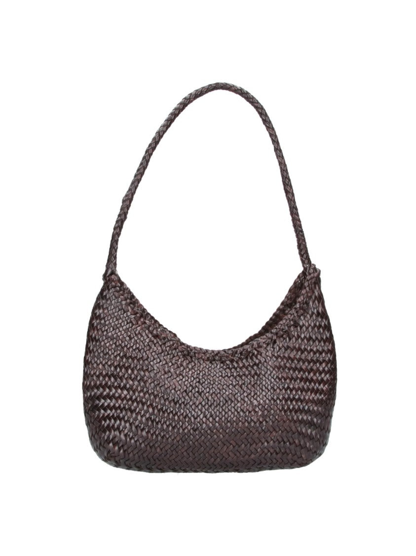 Dragon Diffusion Brown Nova Luna Woven Leather Shoulder Bag