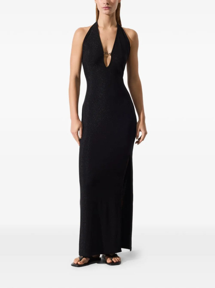 Karl Lagerfeld Maxi Dress With Deep V-Neckline And Open Back