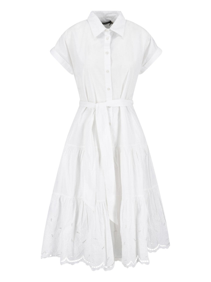 Polo Ralph Lauren White Button-Down Tiered Skirt Dress