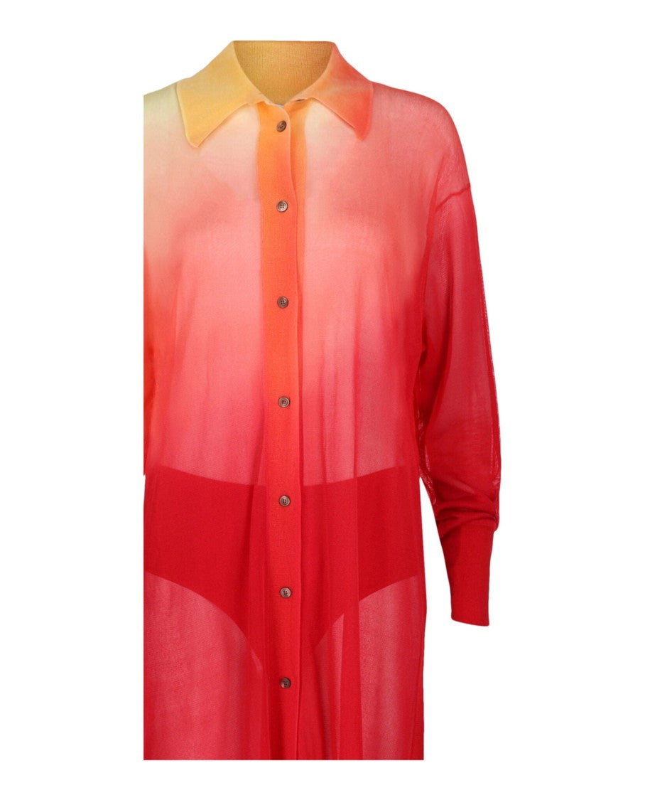 Ferragamo Degrade Silk-Blend Midi Shirt Dress