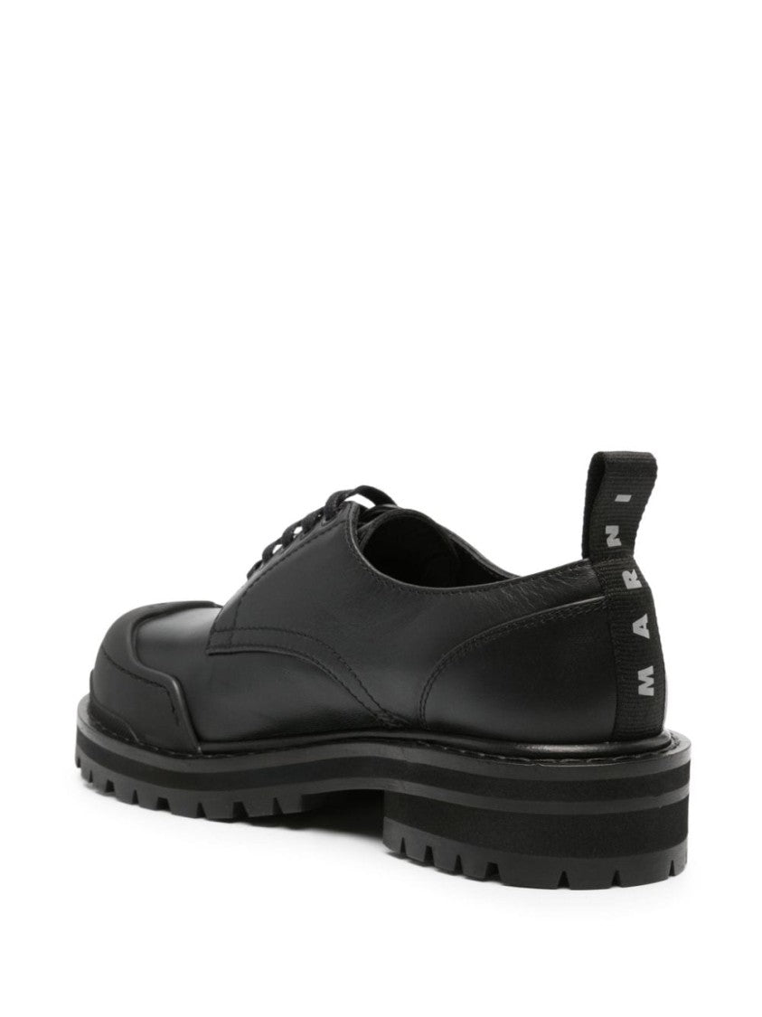 Marni Logo-Tab Lace-Up Black Shoes