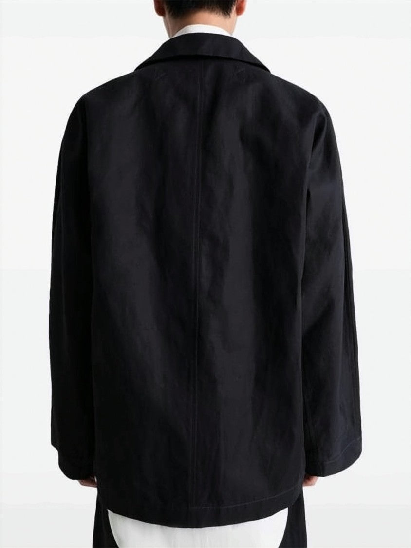 Lemaire Boxy Black Cotton-Linen Jacket