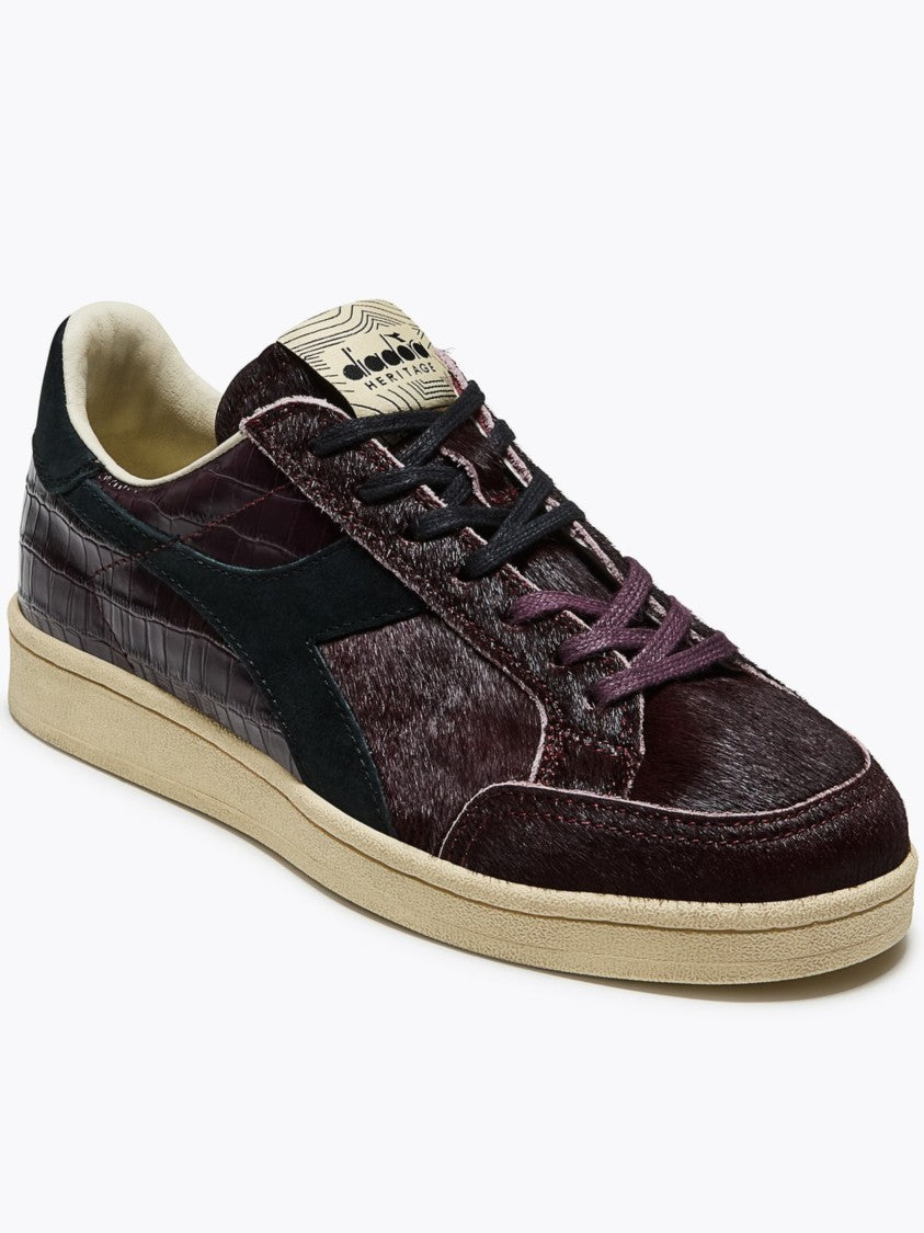 Diadora Croc-Embossed Pony Hair Low-Top Sneakers