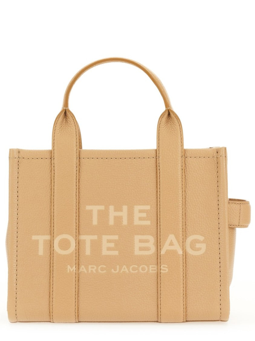 Marc Jacobs Beige Leather Small Structured Logo Tote Bag