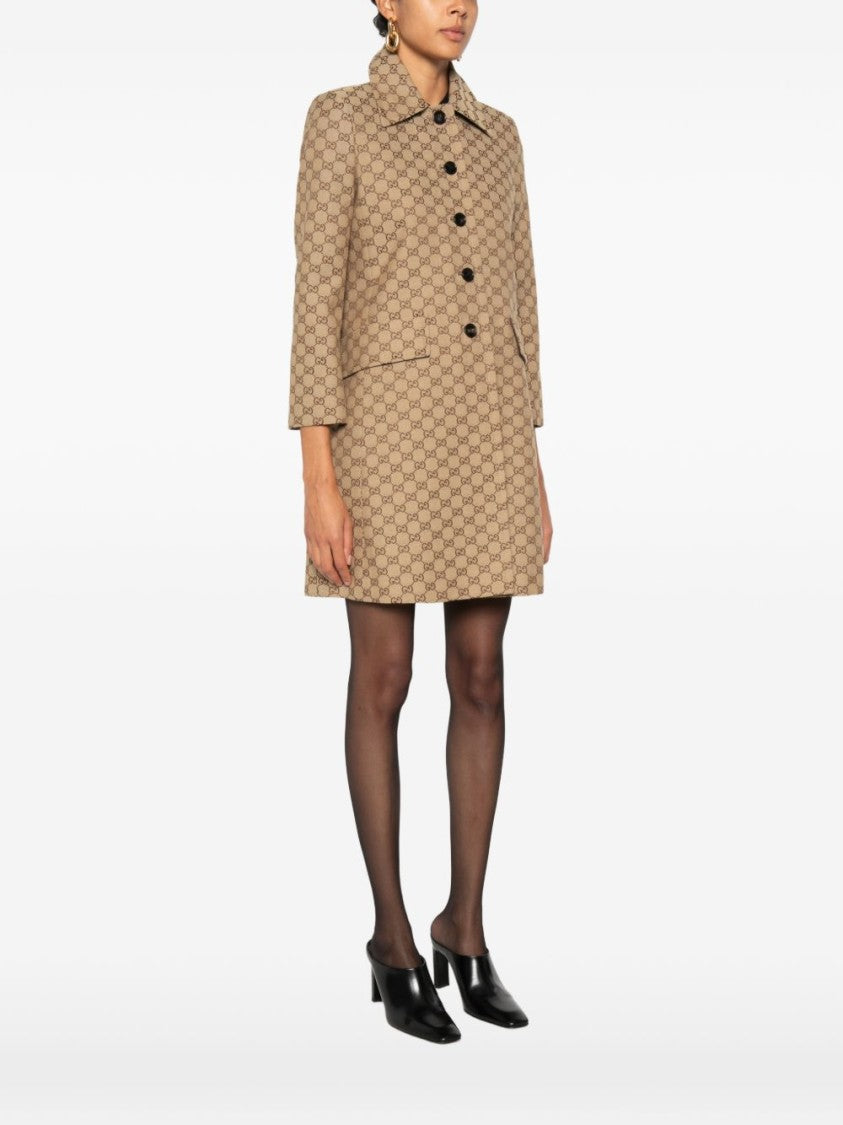 Gucci A-Line Monogram Structured Coat