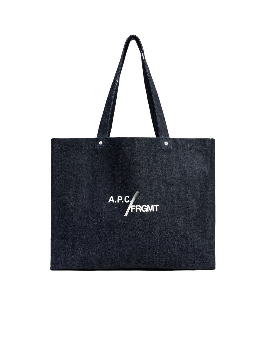 A.P.C. Indigo Cotton Shopper Tote With Riveted Logo Details