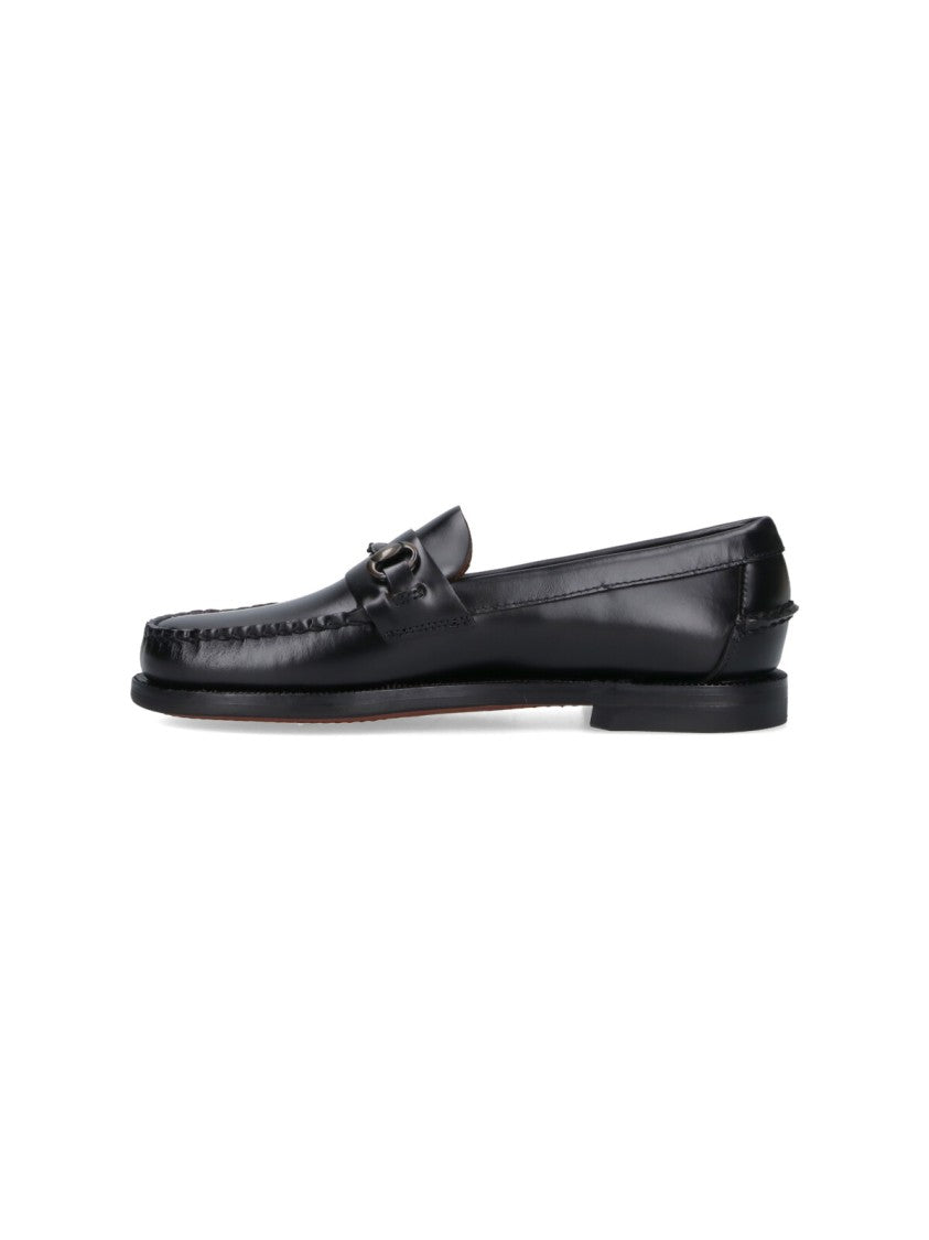 Sebago Moccasin-Style Black Leather Flats